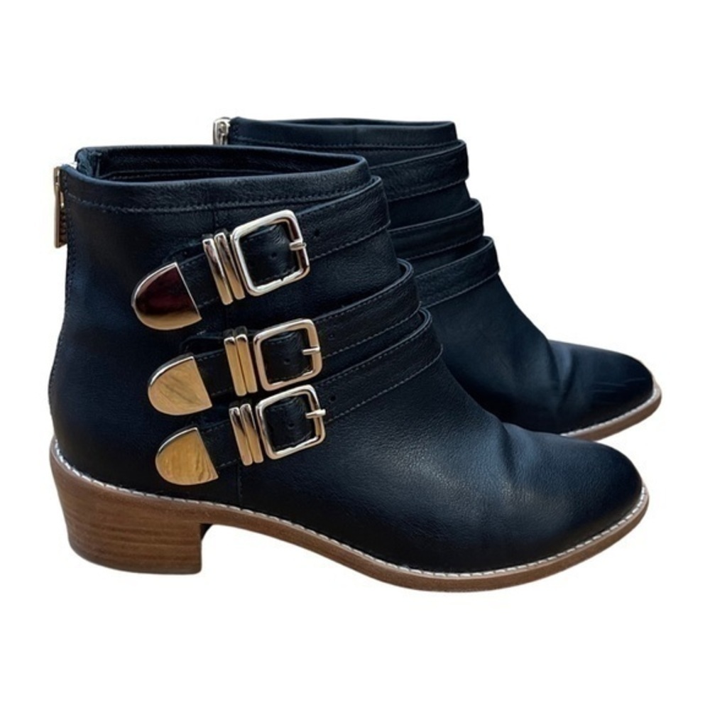 Loeffler Randall โข Fenton Buckle Leather Ankle Booties Boots 7.5 ASO Zoe Benson - Picture 3 of 13